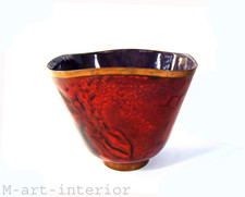 Vintage Design Emaille Vase. Copper Enamel Bowl. Gio Ponti Era, Italy, 50s 60s