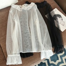 Damen Spitze Shirt Tops Netz