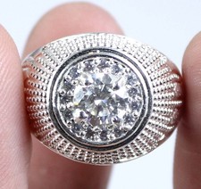 1.38 Karat Zertifiziert Rund Weiß Diamant Solitär Herren Ring Valentinstag Gift