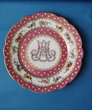 Prunk Teller Marie Antoinette Gold Porzellan Sevres Paris ? Hand Miniaturmalerei