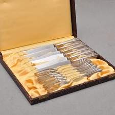 WMF 900 - Fächermuster Vorspeisenbesteck für 6 Personen, versilbert 90er Silber