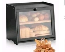 Brotschrank Holz Schwarz Natur