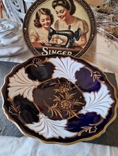 Grosser Kobaltteller Porzellanteller Kobalt  Prunkteller Zierteller Handgemalt