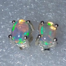 Welo Opal ECHTER NATUR Kristallopal Ohrstecker Ohrringe 925 Sterling Silber 7x5