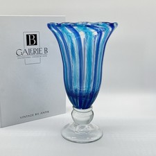 Große Design Glas Vase • Mundgeblasen • Blau • Murano Stil • Glaskunst • Vintage