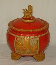 Art-Deco Keramik Bowle Dümler & Breiden Höhr um 1930 Jagd Wildschwein Reh Hirsch