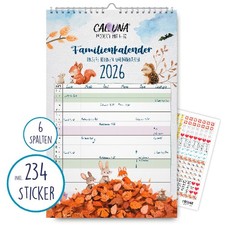 CALLUNA® – Familienkalender 2026 mit 12 Motiven und 6 Spalten für die Familie
