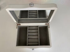 Schmuckkästchen Schmuckbox weiß Kristall Spiegel Holz grau