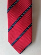 FINSHLEY & HARDING rote Krawatte Schlips Binder mit blauen Streifen * 100% Seide