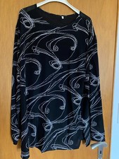 Festliche Bluse/Shirt,  schwarz mit silbern Ornamenten, XL, TOP