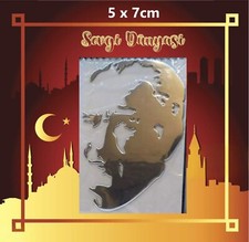 Atatürk Aufkleber 3D Metall Sticker Silber Chrom Gazi Mustafa Kemal 5x7cm