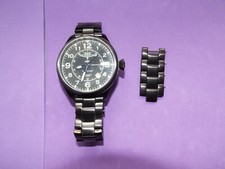 Moscow Classic Aviator Fliegeruhr, 47 mm, schwarz mit Stahlband