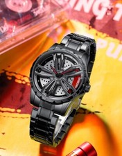 BINBOND Herren Quarzuhr Spinning Luxus Fashion Racing Rotierende Felge Uhr