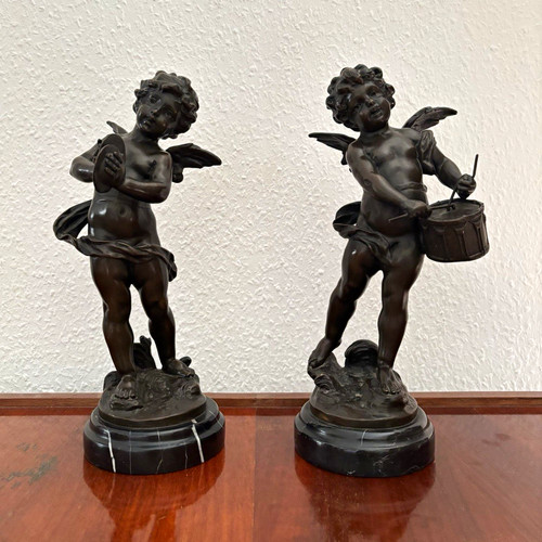 Paar bronze putten f - bronze,