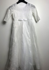 Mädchen Kleid Prinzessin Festliches Kleid Ärmelloses für Hochzeit Weiß
