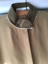 Seiden Bluse gr.38 olvetöne Gold Litze Stehkrägelchen Studio dress 70 ger