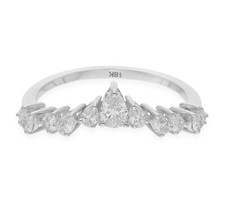 0.61 Karat Echt Si / H Birne Schnitt Diamant Hochzeit Ring 10k Weiß Gold Gift