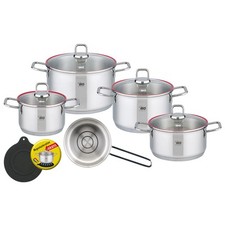 ELO Topfset Excellent 6 teilig Glasdeckel + magnetischem Topfuntersetzer INDUKTI