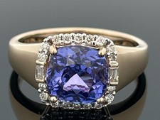 RING GR.17 (CA.54)  585/-GELBGOLD MIT TANSANIT AAAAA & BRILLANTEN SCHMUCKJAGD