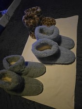 Hausschuhe Plüsch Wolle  Blau