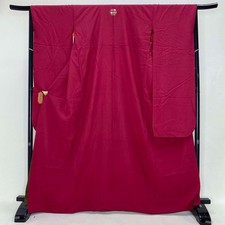 FURISODE Japanischer Kimono L Größe SEIDE Furisode Hellrot Schwarz C Rang 4050