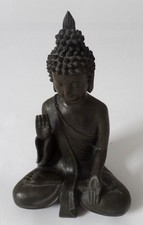 Buddhafigur, Skulptur, Statue, dunkelgrau, H 20 cm [M24]