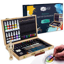 Malset Malkoffer Zeichenset Buntstifte Set Holz Koffer Malkasten Künstlerkoffer