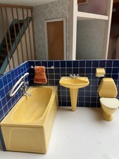 Lundby Puppenhaus Möbel Badezimmer Badewanne Toilette Waschbecken Bad Vintage