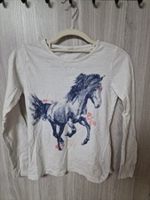 Mädchen Esprit Sweatshirt Gr. 152/ 158 Pullover Pferde  weiß