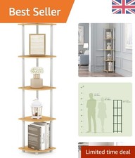 Elegantes 5-stufiges Eckvitrinenregal in Buche/Weiß - vielseitiges Regal