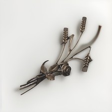 Bronze Ornament Relief Grabschmuck Rose mit Ähren Bronzefigur Relief Urnenwand