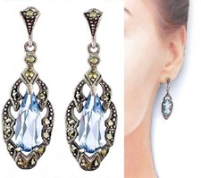 Ohrrringe Aquamarin farbig +