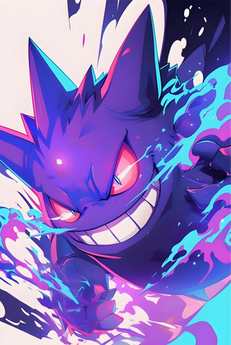 Gengar metall poster - metall, neon