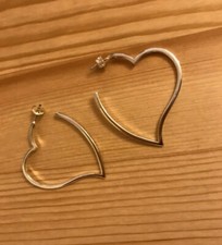 SILBERMOOS große Herz Creolen  925 Sterling Silber Sehr guter Zustand