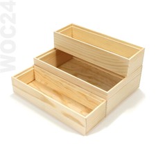 3-Box-Set Organizer Ordnungsbox Büro Besteckkasten Holz Aufbewahrungsbox