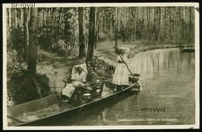 Soldat mit seiner Liebsten auf einem Kahn - Spreewald 1920er - Ansichtskarte AK