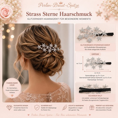 Strass haarspange sterne - haarspange,