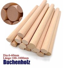 Buchenholz Rundstäbe | Φ6-60mm / Länge:10-100cm | für Bastelbedarf Modelle Roh