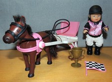 Zapf Mini Baby Born Reiter Sulky Pferd Rennen mit Zubehör neuwertig