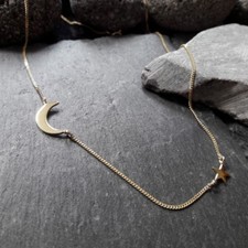 Halskette, Sichelmond & Stern in 333er Gelbgold, Ayyildiz, Mond und Stern Kette