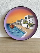 Wunderschöner handbemalter Wandteller Nikolas Art Athen, Greece, Hafen