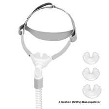 CPAP Nasenpolstermaske mit 3 Größe S/M/L Kissen inkl. Kopfband und Schlauch, DE