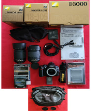 NIKON D3000 Spiegelreflexkamera Digitalkamera Kamera 2 Ojektive 18-105 + 55-200