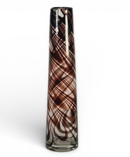 Vintage Glas Vase Braun Wirbel