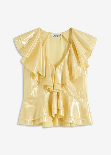 Glänzende bluse mit rüschen - glänzende,