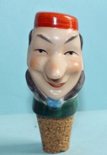 Alte Porzellan Schnapsnase Türke mit Fez / Ausgießer / Pourer Man Head / Verseur