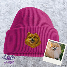 POMERANIAN BESTICKTE BEANIE ONE SIZE FIT 13 FARBEN MIT GESCHENKBOX