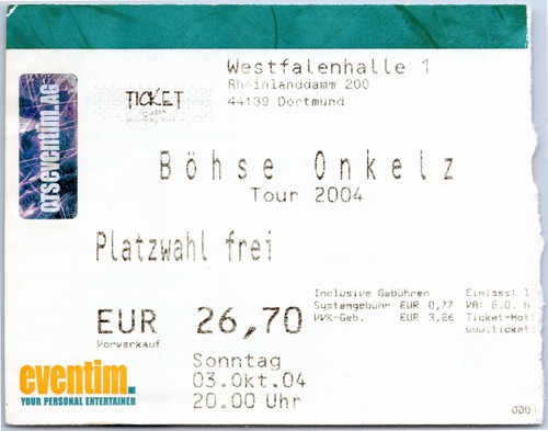 Böhse onkelz ticket - böhse, tour