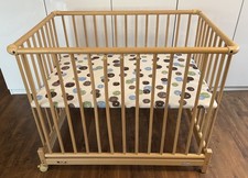 Laufgitter Laufstall Geuther höhenverstellbar, rollbar, Massivholz Buche