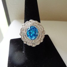 2,50 Kt Blau Diamant Doppelt Halo Jubiläum Ring Verlobungsring Weißgold-Finish